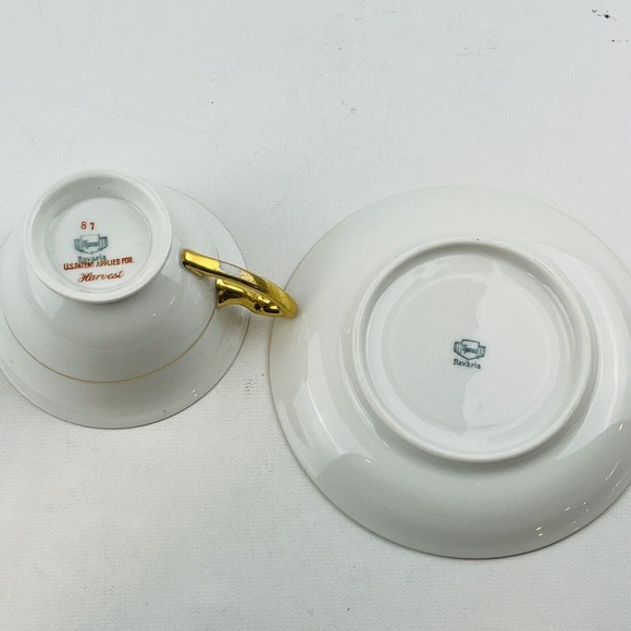 Thomas Bavaria Harvest Footed Cup & Saucer Set Fruit Blue Scroll Gold Rim - Picture 8 of 15